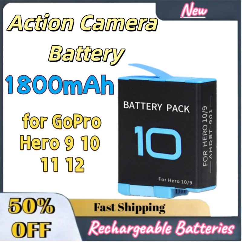 Gopro Action Camera Hero 11 Black - 1800mAh Replacement Battery Charger Dock for