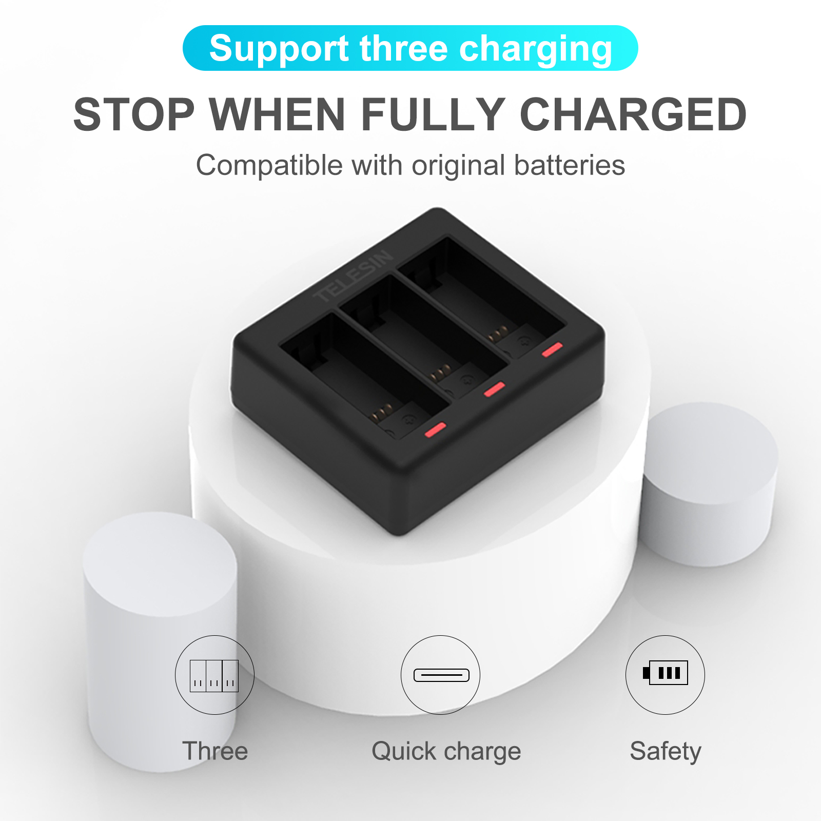 TELESIN 3 Ways Battery Charger - Gopro Action Camera Hero 11 Black ulasan dan harga