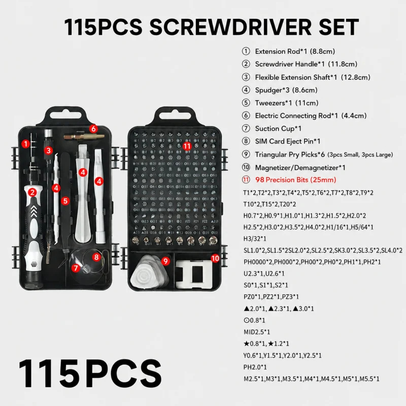 Portable 115in1 Magnetic Screw - Electronics Repair Manual ulasan dan harga