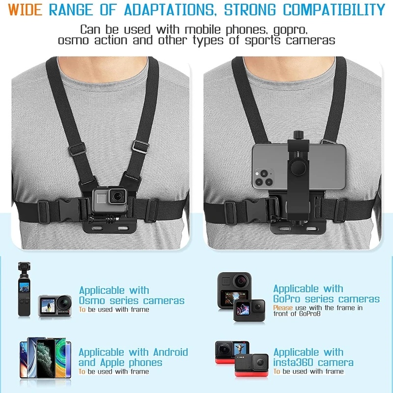 Phone Chest Strap Mount Belt f - Gopro Action Camera Hero 11 Black ulasan dan harga